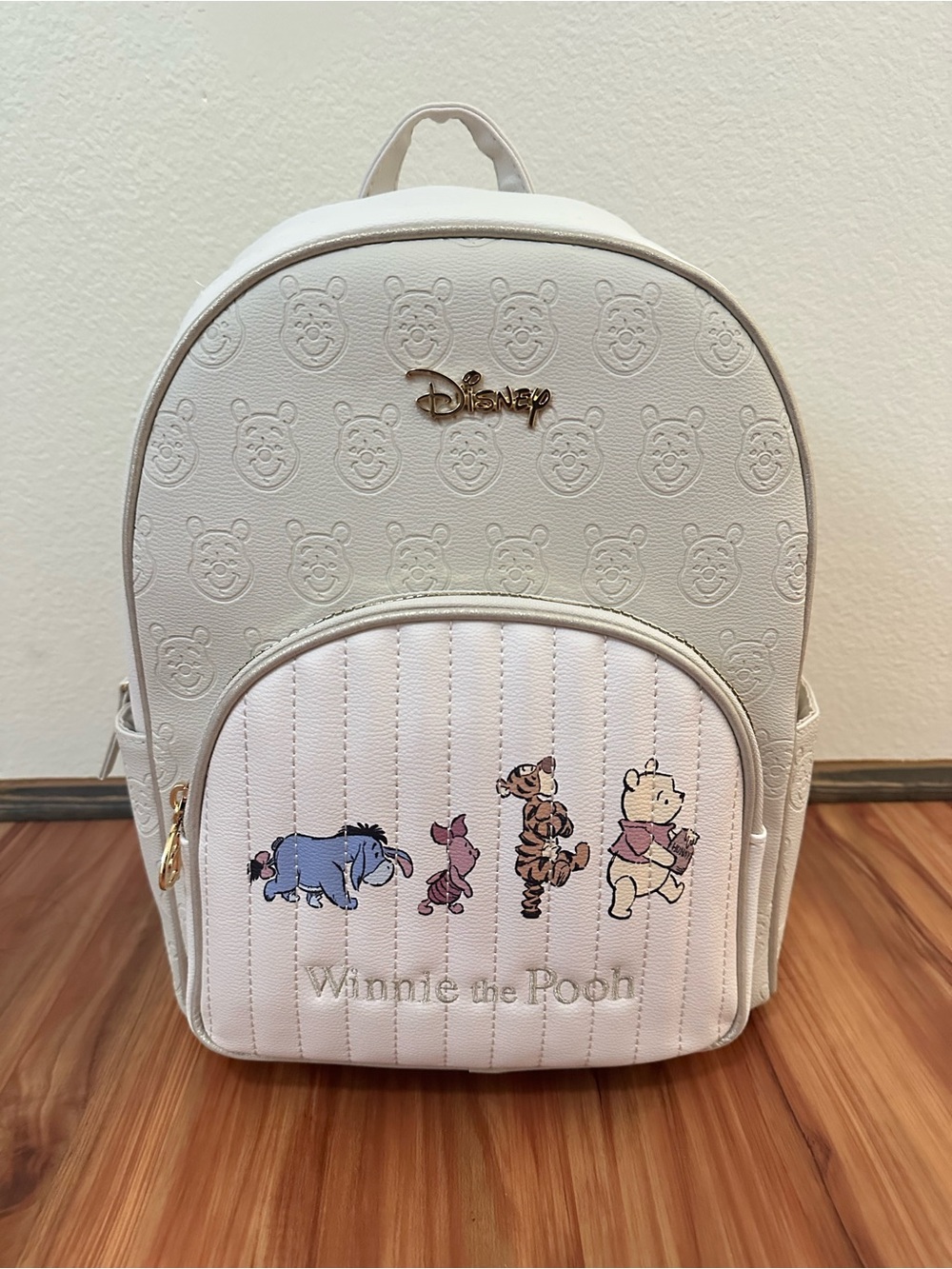 NWT Primark Disney Winnie the Pooh White and Cream embossed Backpack
